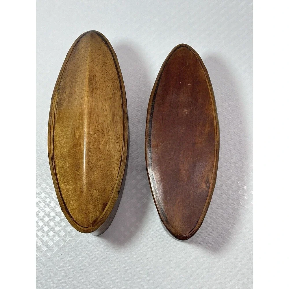 Thai AKHA Hill Tribe Bamboo Mulberry Wood Oval Tobacco‎ Box 4.5”